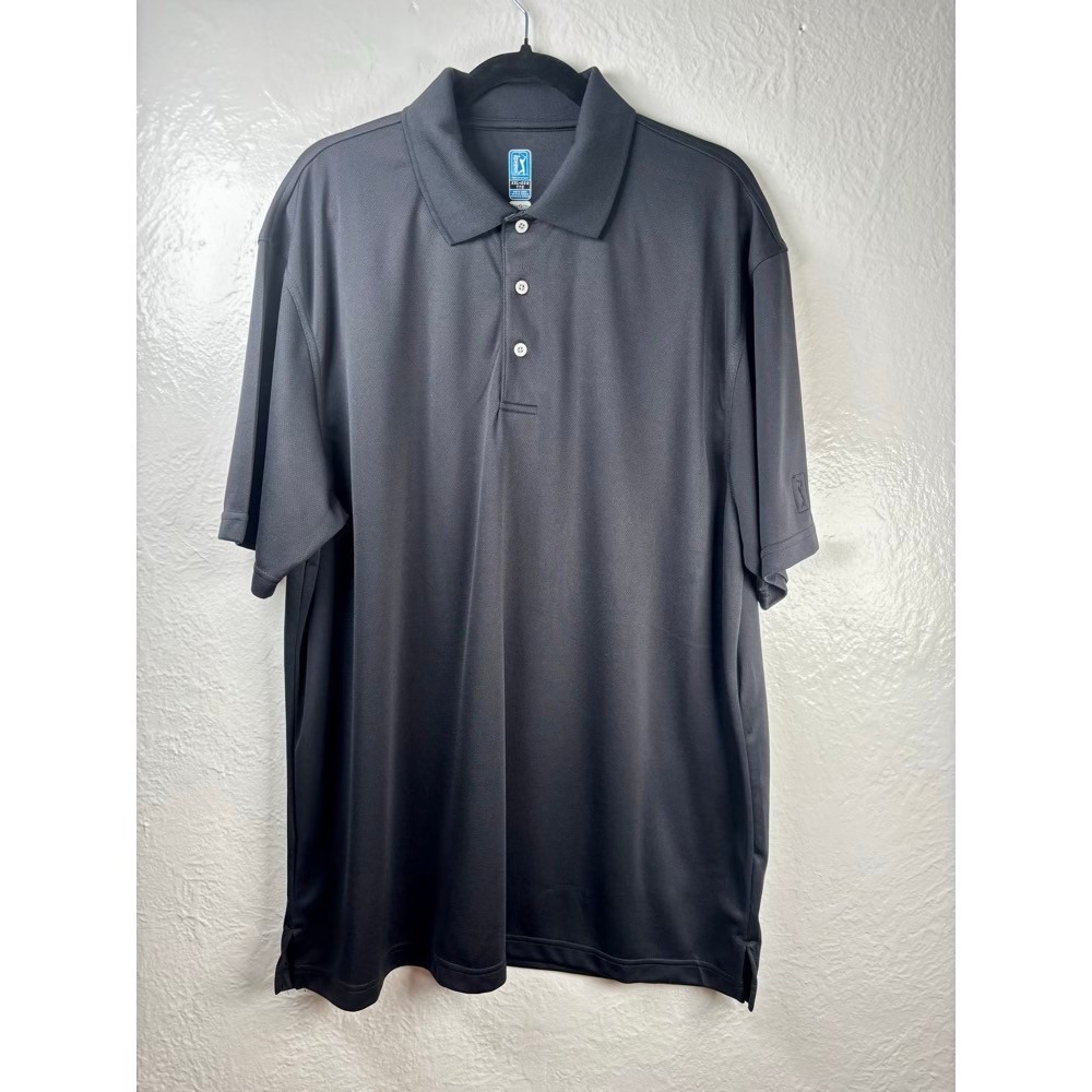 PGA Tour Airflux Polo Shirt Mens XXL Black Performance Golf Country Club
